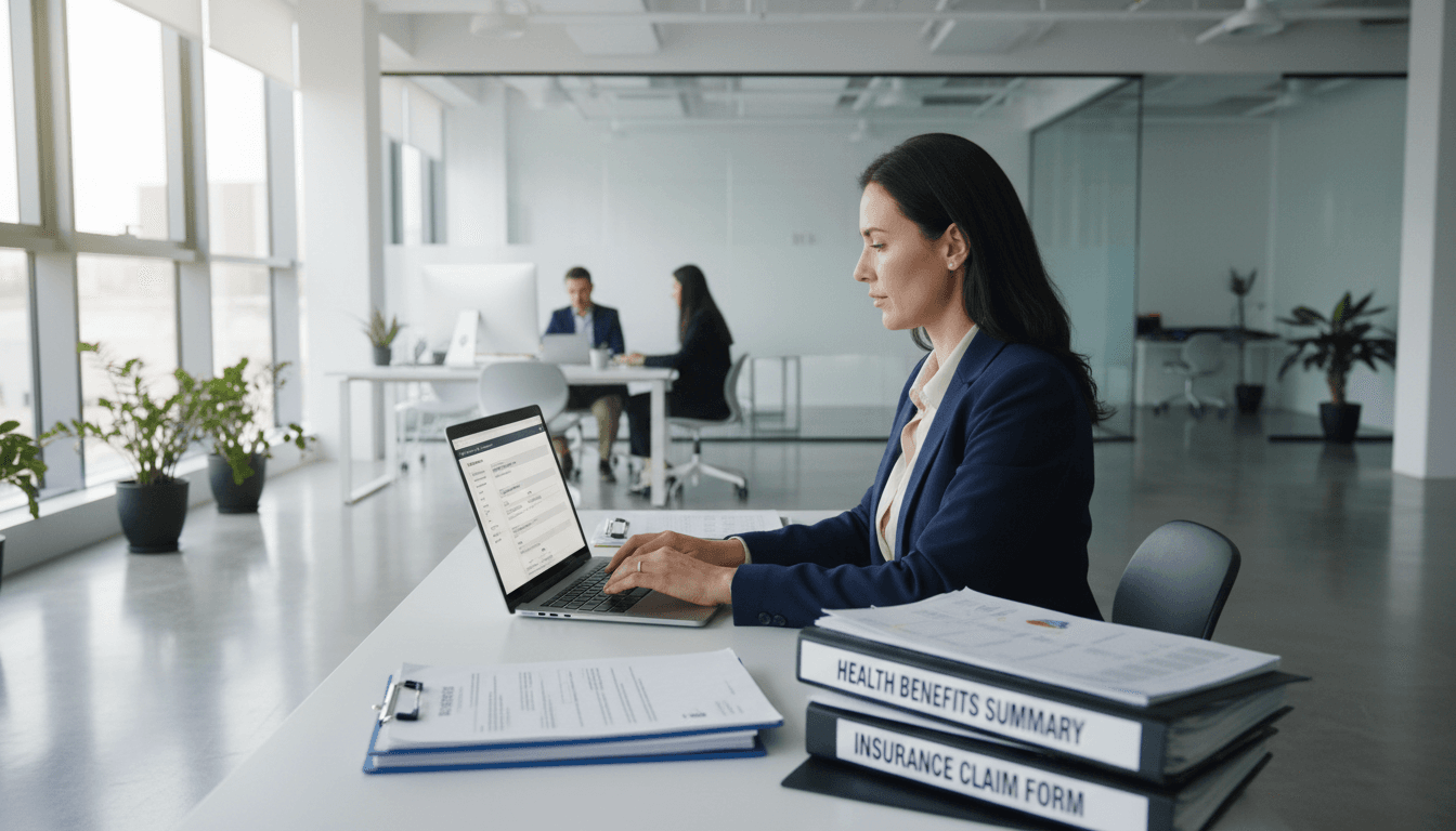 Healthcare content writer at modern workspace