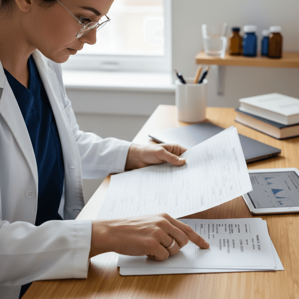 Registered Pharmacist reviewing healthcare documentation